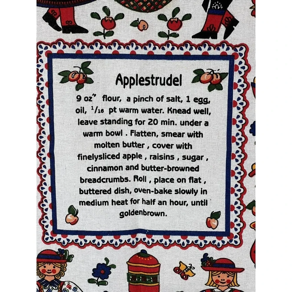 Applestrudel Linen Tea Towel Kitchen Dish Cloth Cottagecore Farmhouse Decor